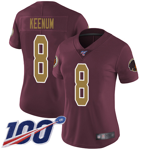 Washington Redskins Limited Burgundy Red Women Case Keenum Alternate Jersey NFL Football 8 100th